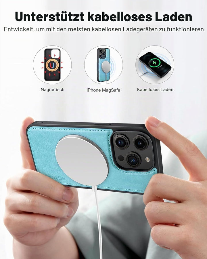 OCASE iPhone 15 Pro Max Hülle(2in1) Leder Stossfestes Case [Abnehmbare magnetische Hülle] [Kabellose