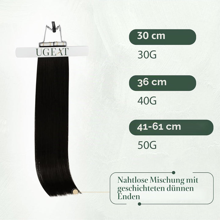 Ugeat Braun Tape Extensions Echthaar 30cm Tape Haarverlängerung Echthaar Invisible Seamless Tape Ext