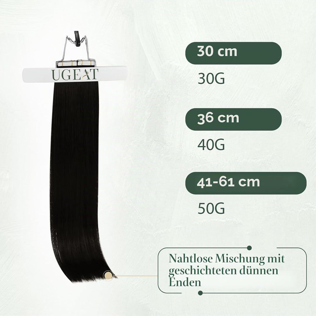 Ugeat Tape Extensions Echthaar Remy 60cm Lang Haarverlängerung 20Stücke Tape in Echthaar 50Gramm Far
