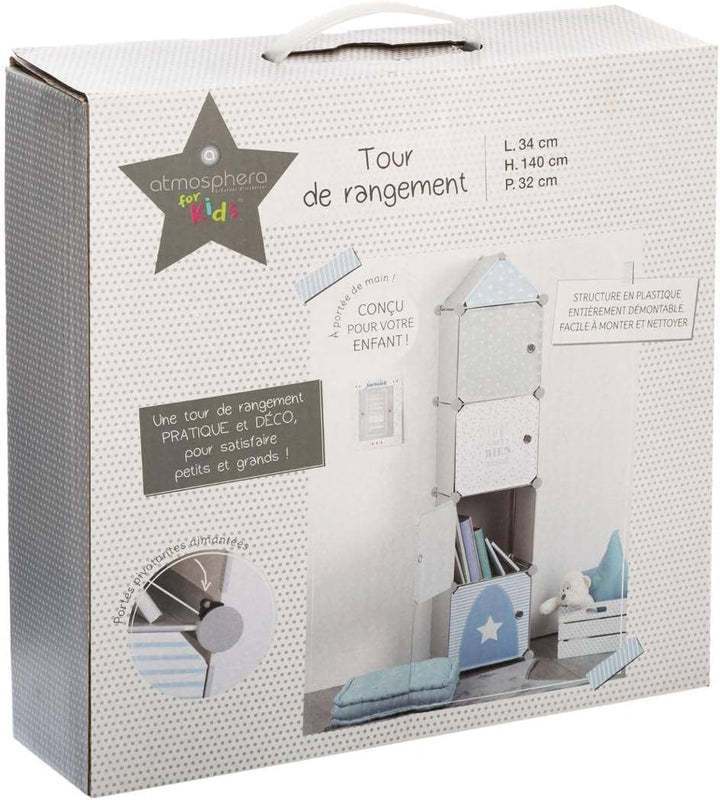 Kinder Aufbewahrungsboxen Colonne - grau und blau 34 × 139 cm - Grau - Atmosphera créateur d'intérie
