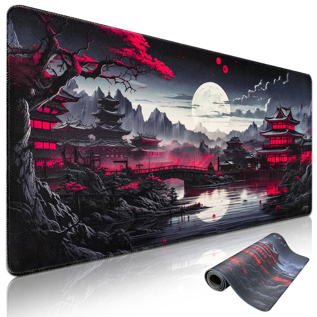 Niviy XXL Gaming Mauspad 1200 x 600mm,Japanische Schwarz Anime Mousepad,Grosse Speed rutschfeste Sch
