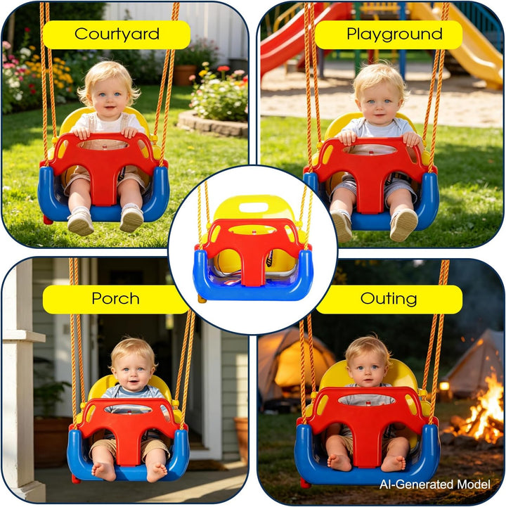 KINSPORY Kinderschaukel Babyschaukel 3 in 1 Babysitz verstellbar Mitwachsend Schaukelsitz Gartenscha