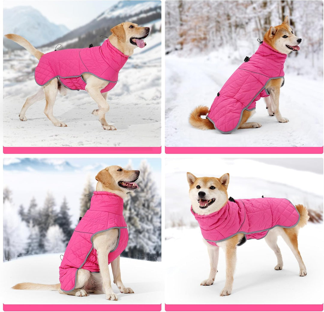 HEYWEAN Hundemantel Winter Wasserdicht Hundejacke mit D-Ring Warm Mantel Hund Fleece Hundepullover R