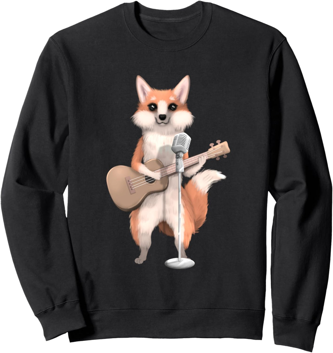 Fox Singing Guitar Player Musician Cute Music Guitarist Sweatshirt
