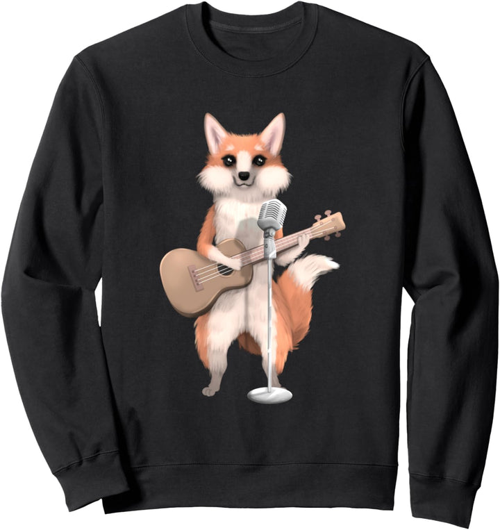 Fox Singing Guitar Player Musician Cute Music Guitarist Sweatshirt