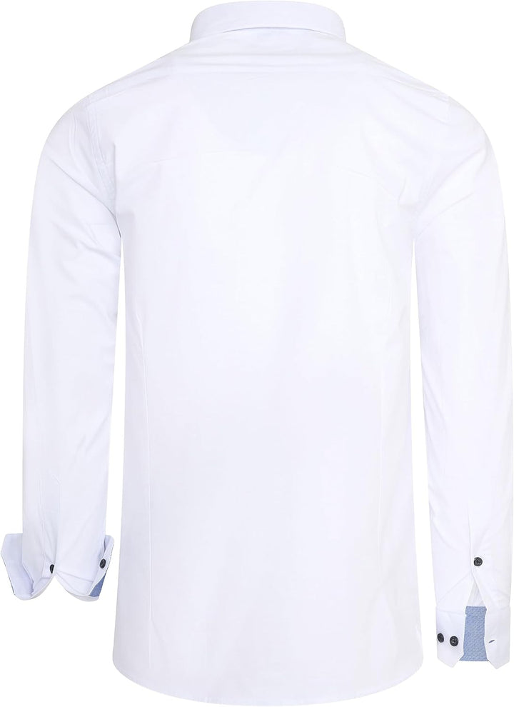 Rusty Neal Freizeit-Hemd Herren Langarm Stretch Hemd im Kontrast Desgin Slim Fit S - 3XL 022 XL Weis