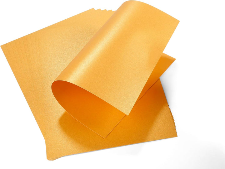 Donindis 50 Blatt DIN A4 Perglanz-Papier Gold-Metallic, Bastelpapier mit Perlmutt-Schimmer, 250 g/m²