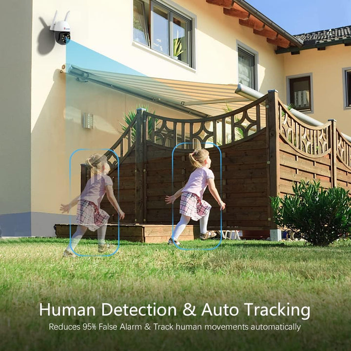 PTZ Überwachungskamera Aussen 2er Set, Ctronics 1080P Kabellose IP Kamera Outdoor WLAN, 350°/90° Sch