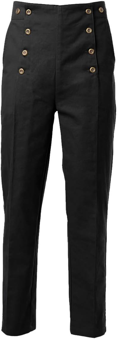 GRACEART Steampunk Gothic Herren Hose Men Lange Casual Hosen Mittelalter Kostüm Cosplay M Schwarz, M