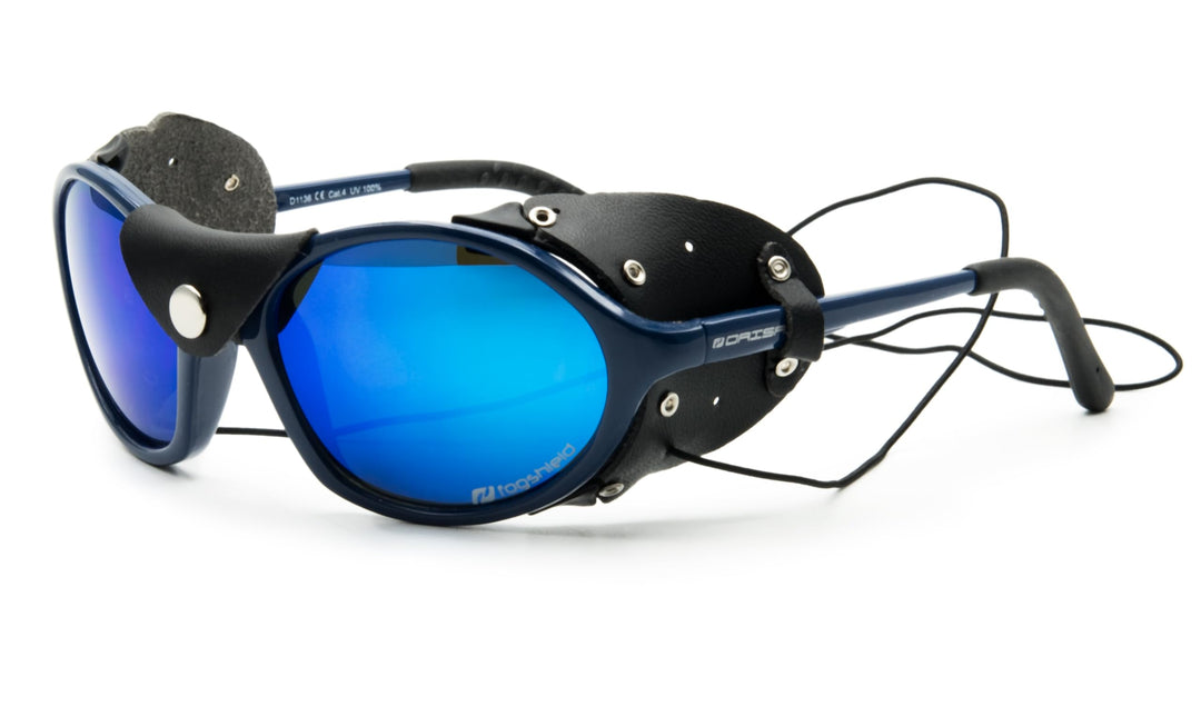 Daisan schwarze Gletscherbrille Bergsteigerbrille Sonnenbrille mit Kat. 4 Gläser 100% UV Schutz Blau
