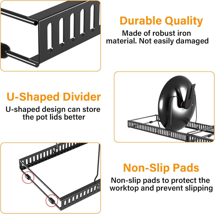 Zanfqvo Topfdeckelhalter, Topfdeckel Aufbewahrung mit 10 Verstellbaren Fächern, Deckelhalter Schubla