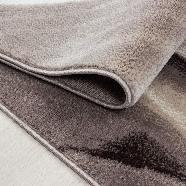 HomebyHome Teppich Wohnzimmer 80x150 cm Läufer Flur Braun Kurzflor Wellen Design - Teppich Schlafzim