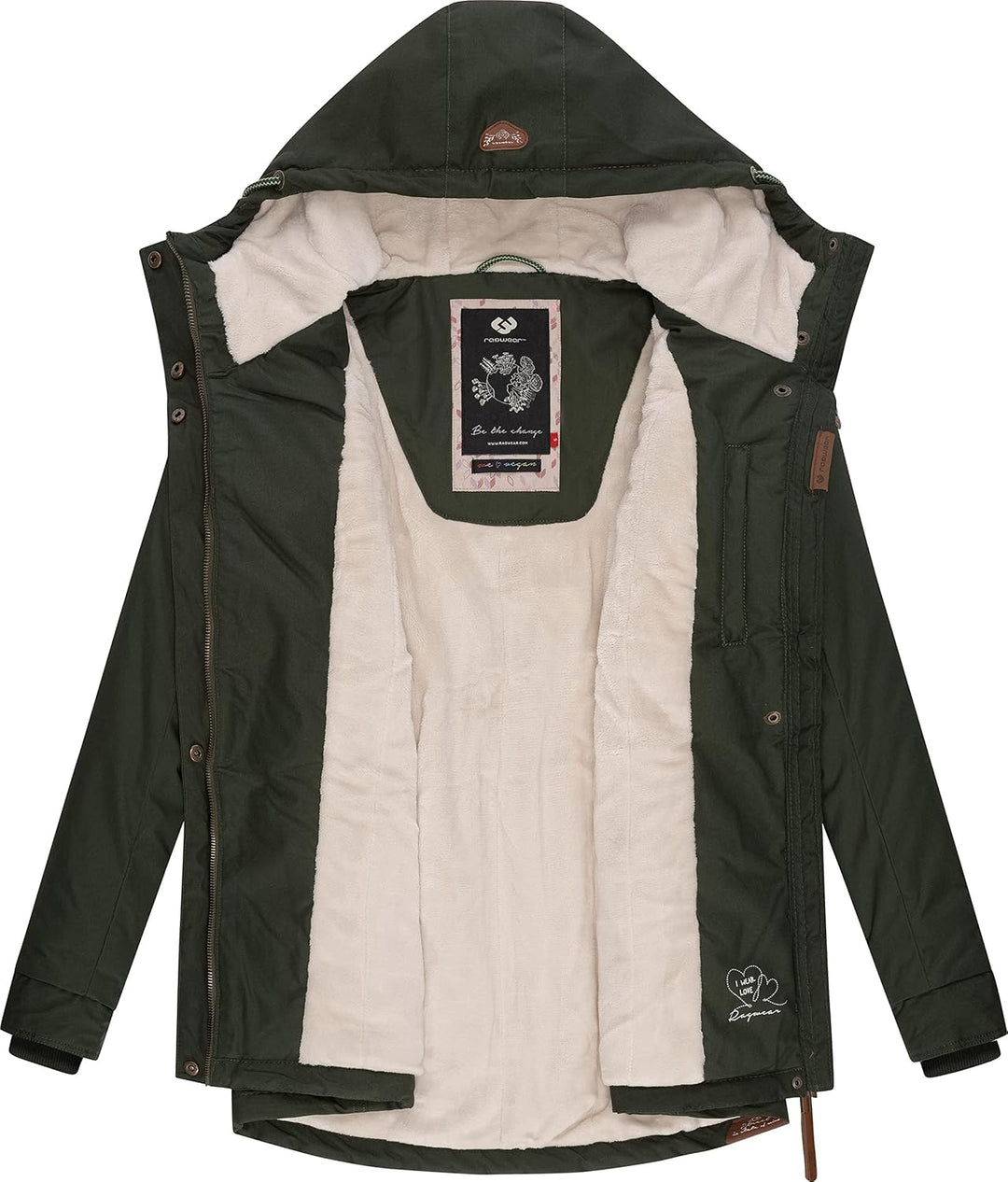 Ragwear Damen warme Winterjacke kurz mit Kapuze Monade XS-6XL S Dark Olive22, S Dark Olive22
