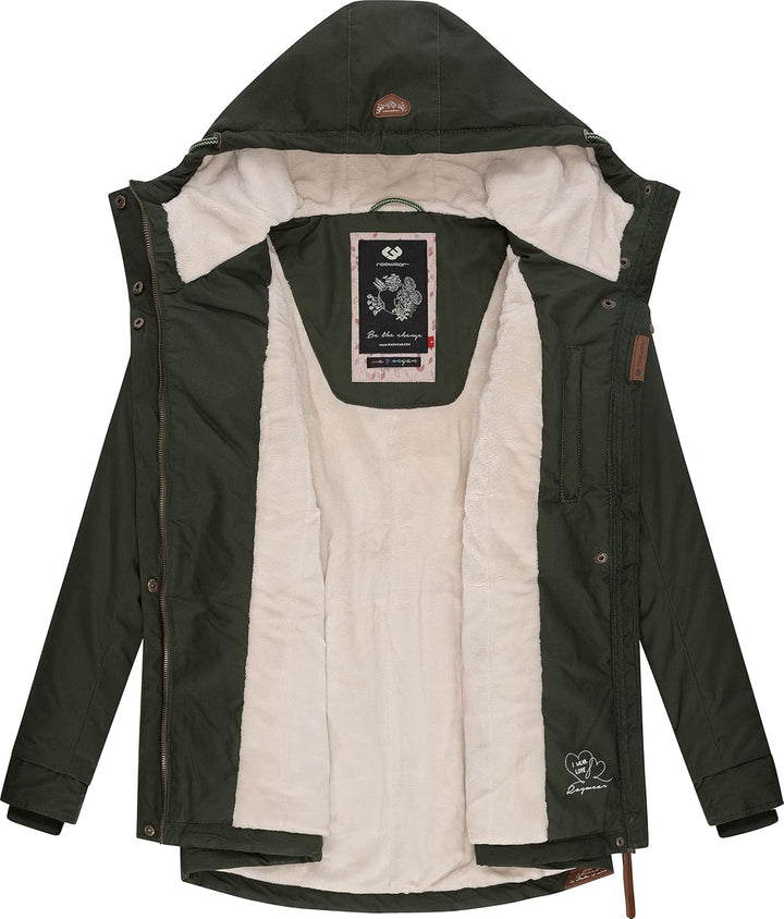 Ragwear Damen warme Winterjacke kurz mit Kapuze Monade XS-6XL S Dark Olive22, S Dark Olive22