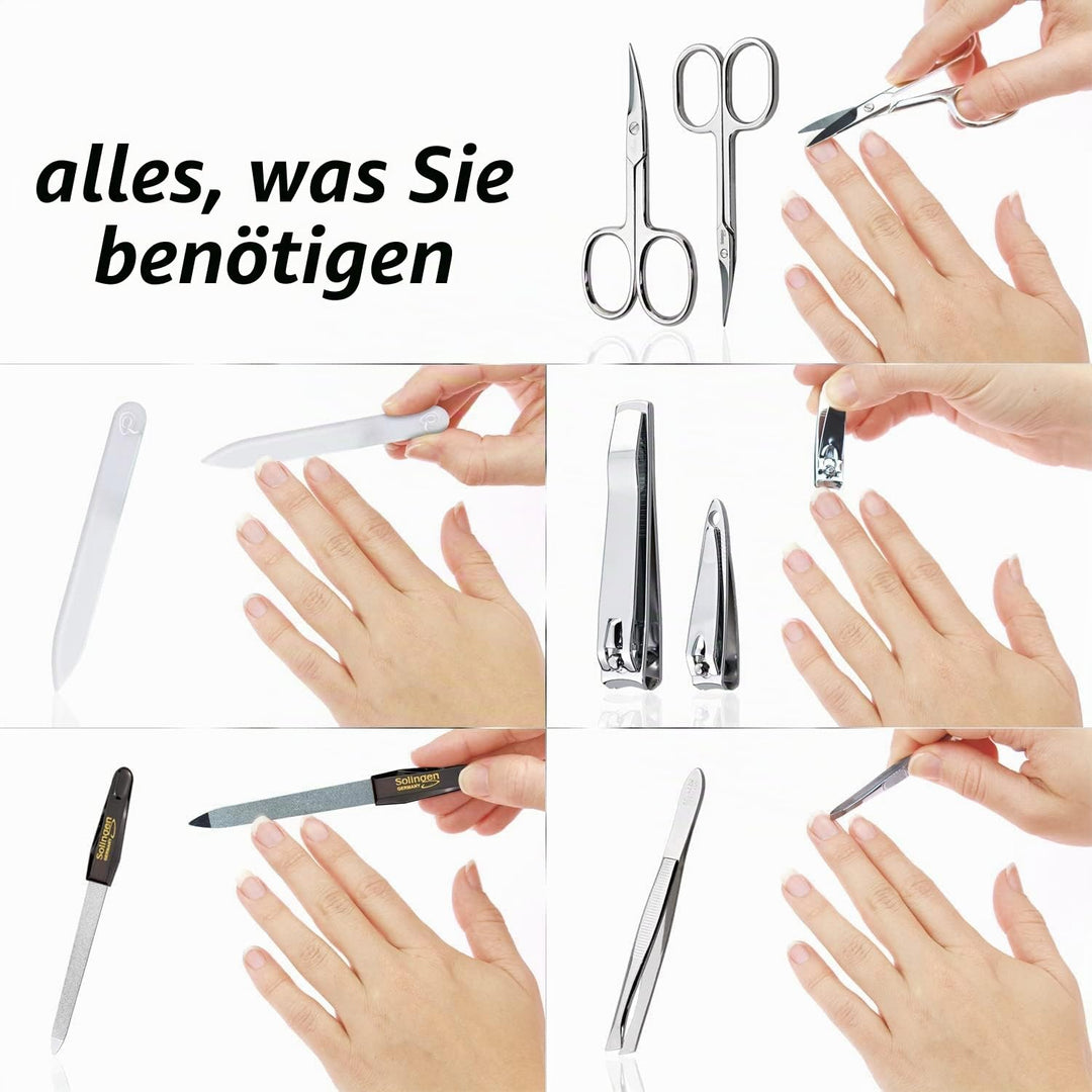 marQus Maniküre Set Damen und Herren Solingen Made in Germany 7 Teile mit patenierter Glasfeile für