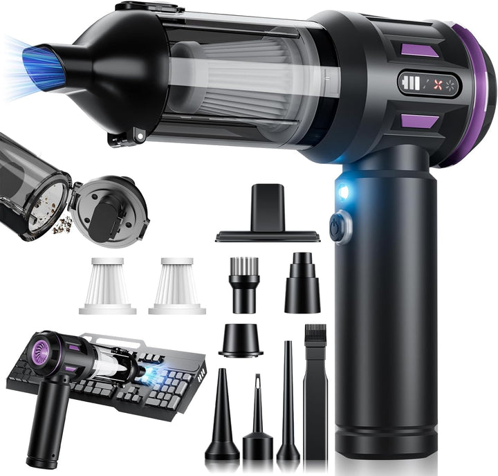 Handstaubsauger, Akku für Handstaubsauger mit Digitalanzeige und LED-Beleuchtung, 21000 Pa bürstenlo