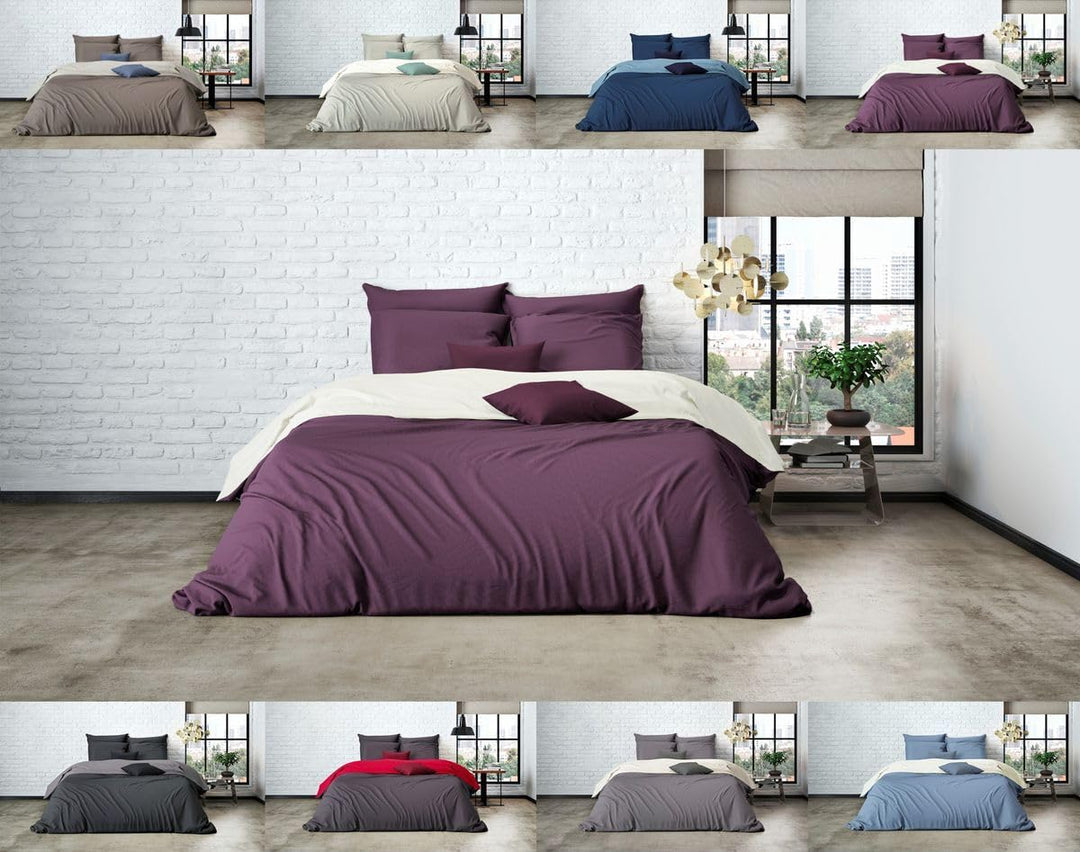 MISTRAL HOME Uni Einfarbig Wende Bettwäsche Edel Perkal 100% Ägyptische Baumwolle, Farbe:Pristine-Da