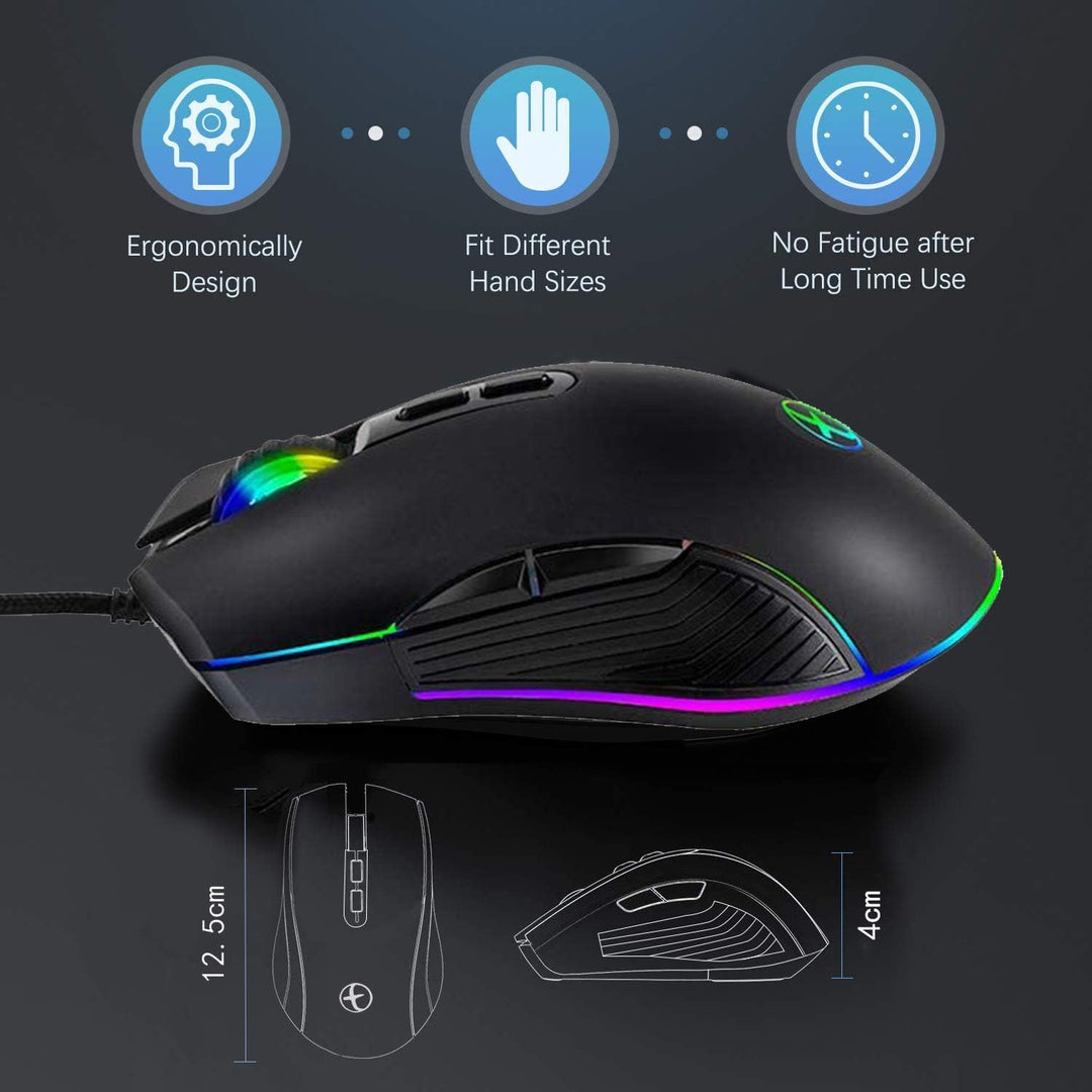 IULONEE Gaming Maus USB Typ C RGB Kabelgebundene Computer Mäuse Ergonomische Gamer Mouse Kompatibel