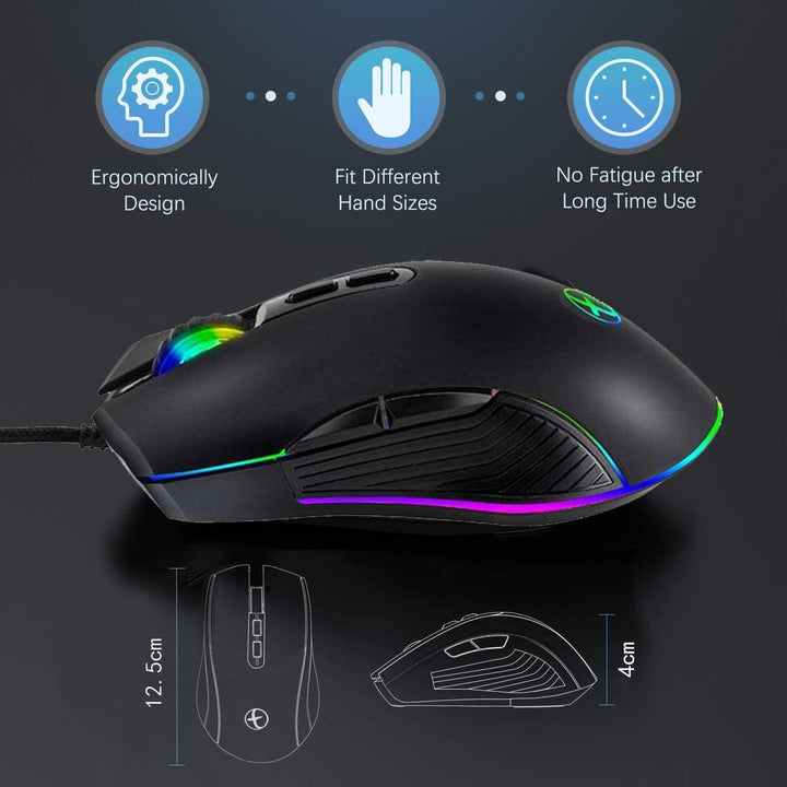 IULONEE Gaming Maus USB Typ C RGB Kabelgebundene Computer Mäuse Ergonomische Gamer Mouse Kompatibel
