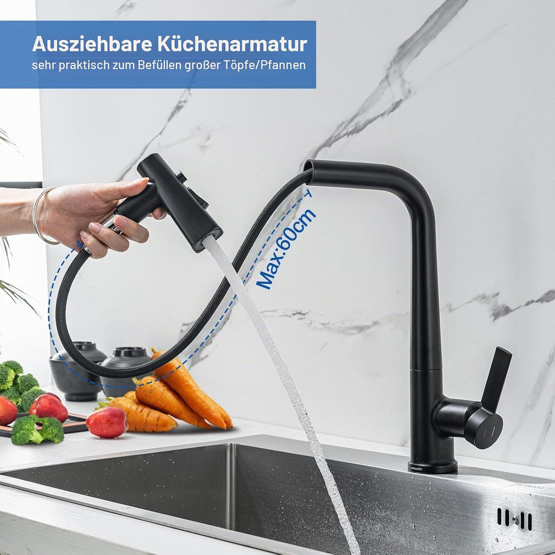 Wasserhahn Küche Mit Brause Ausziehbar,Küchenarmatur 360°Schwenkbar Spültischarmatur,Einhebel Armatu