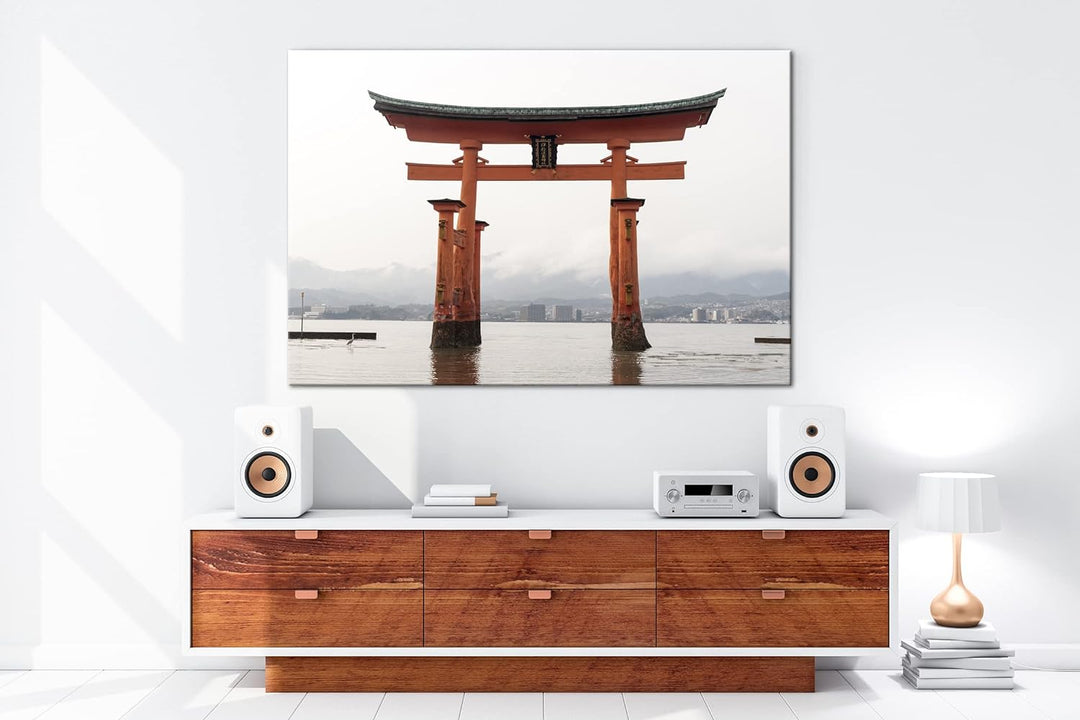 deyoli ehrwürdig japanisches Schreintor Format: 80x60 als Leinwandbild, Motiv fertig gerahmt auf Ech