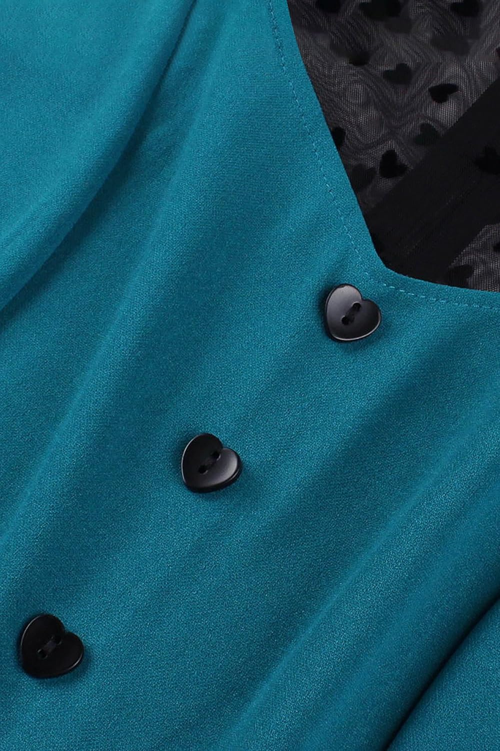 AXOE Dame Retro A-Line Kleid mit Herz-Details Atmungsaktiver mixstoff Knitterfrei und Dehnbar Sommer