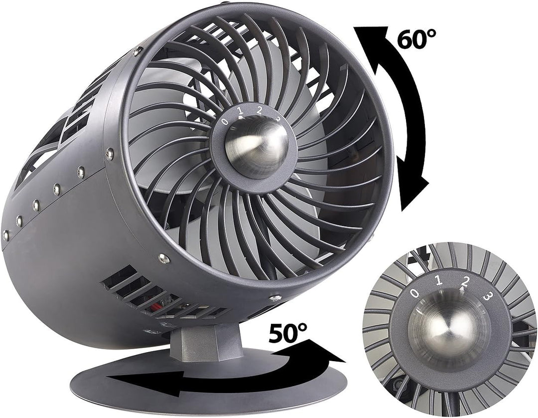 Sichler Haushaltsgeräte Retro Ventilator leise: Designer-Objekt: Tischventilator im Turbinen-Look, Ø