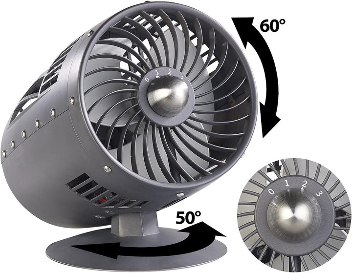 Sichler Haushaltsgeräte Retro Ventilator leise: Designer-Objekt: Tischventilator im Turbinen-Look, Ø