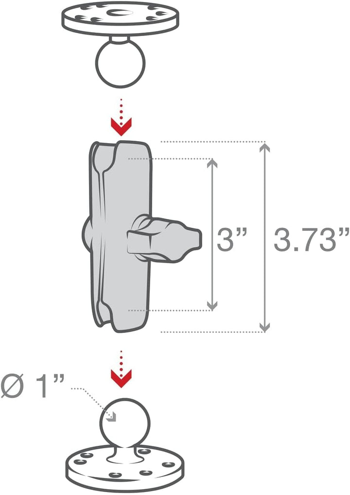 Rammount Powersports Double Socket Arm