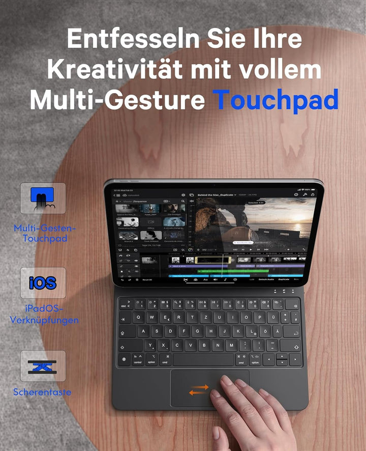 Earto Magic Keyboard Nur für iPad Pro 11 M4 2024, Freischwebendes Stand Tastatur Hülle mit Trackpad