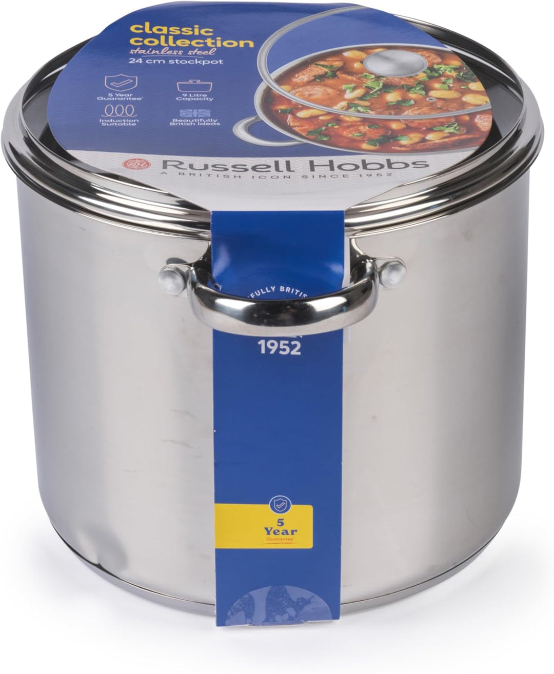 Russell Hobbs Classic Collection 24cm Suppentopf – Kochtopf aus Edelstahl, Deckel aus gehärtetem Gla