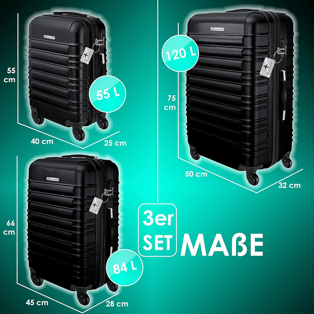 KESSER® 3tlg. Hartschalenkofferset Hartschalenkoffer Reisekoffer Set Reisekofferset Trolley Koffer I
