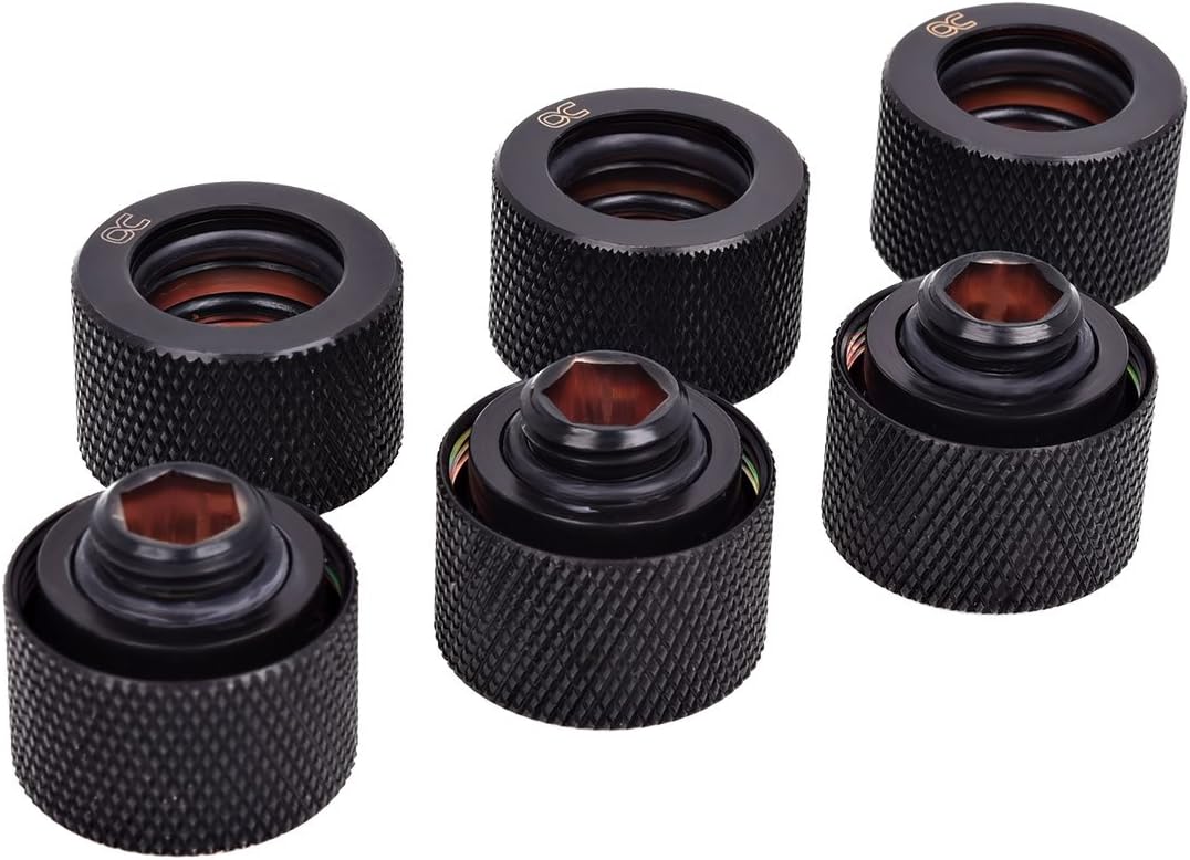 Alphacool 17385 HT 16mm HardTube Anschraubtülle G1/4 für Plexi- Messingrohre - Gerändelt - Dunkelsch