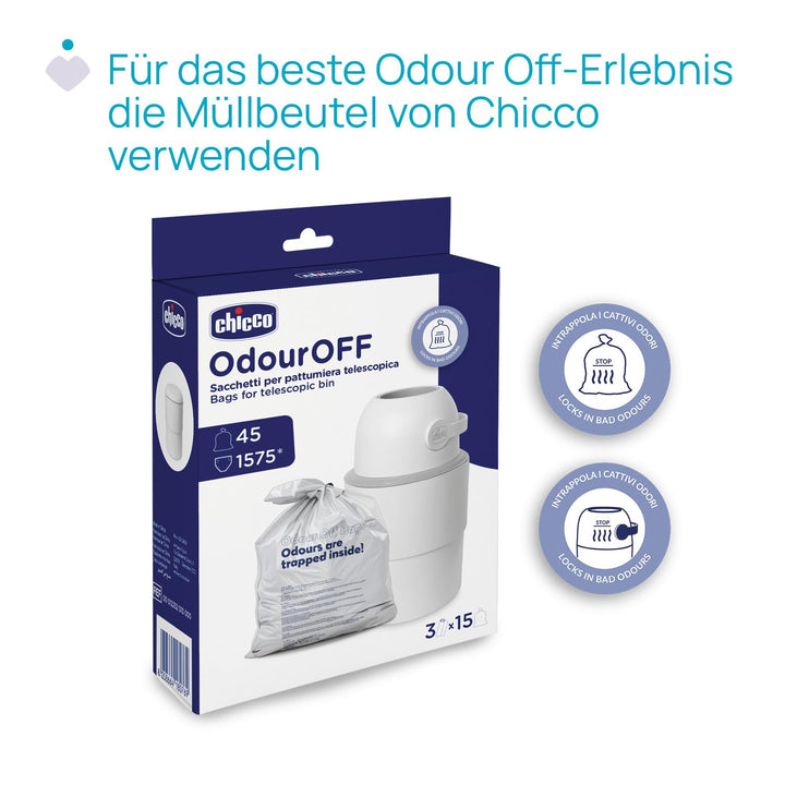 Chicco Teleskop-Windeleimer, Geräumig und Praktisch, Kompaktes Design, Kompatibel mit Chicco Odour O