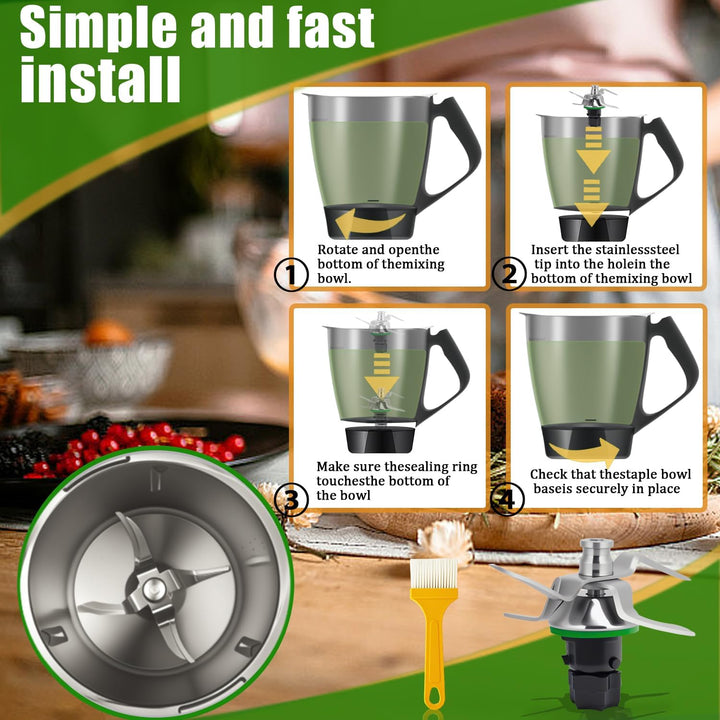YUJUVI Messer für Vorwerk Thermomix TM5 TM6 Thеrmomix TM5 und TM6 Ersatzmesser aus Edelstahl Mixmess