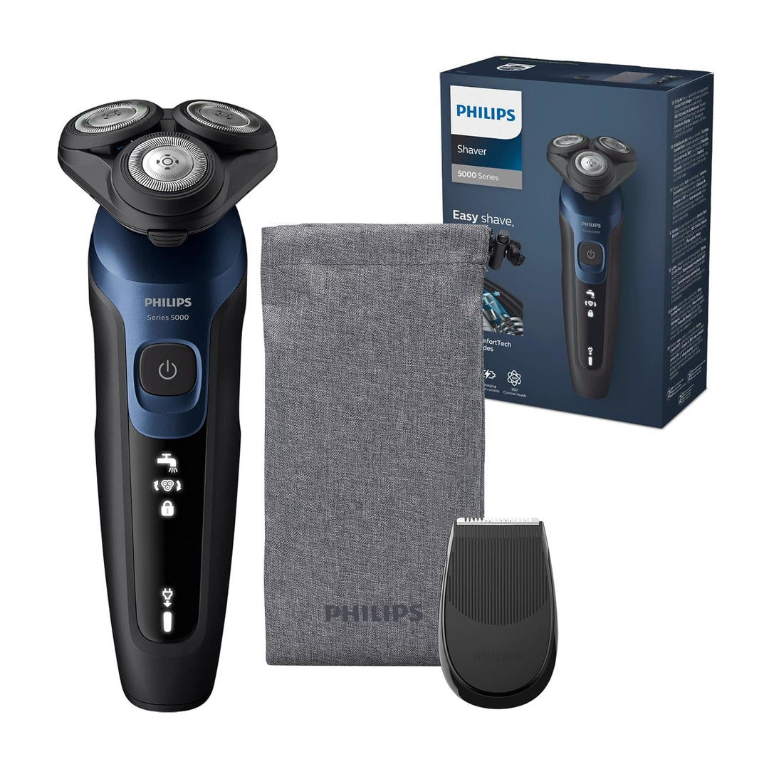 Philips Shaver Series 5000 – Elektrischer Nass- & Trockenrasierer für Herren in Metallic-Blau mit Pr