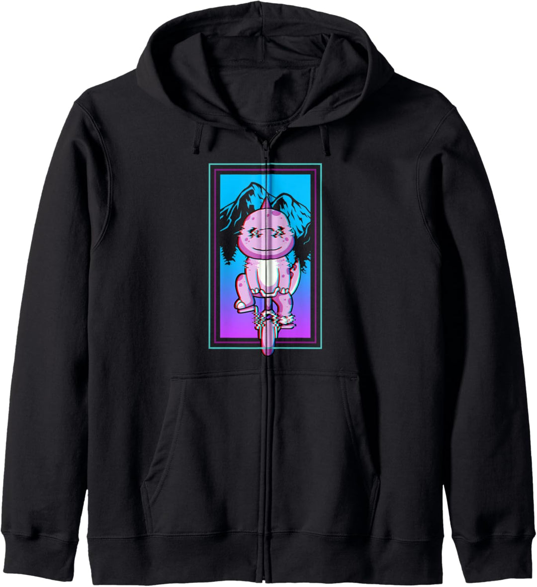 Dinosaur Kawaii T-rex Biker Bicycle Mountain Bike Vaporwave Kapuzenjacke