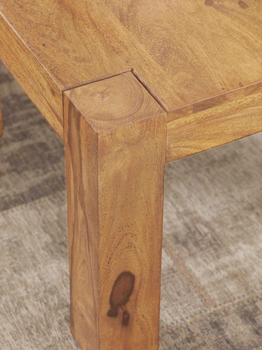 FineBuy Couchtisch Massivholz 60x60 cm · Quadratischer Wohnzimmertisch · Handgefertigt & Naturfarben