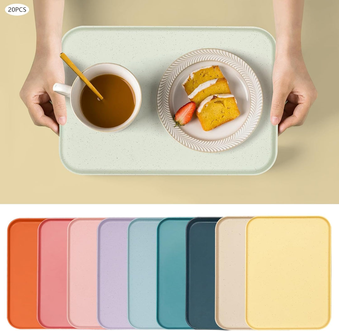 20 Stück Kunststoff-Tabletts für Fast-Food-Serviertabletts für Restaurants, Bunte Cafeteria-Tabletts