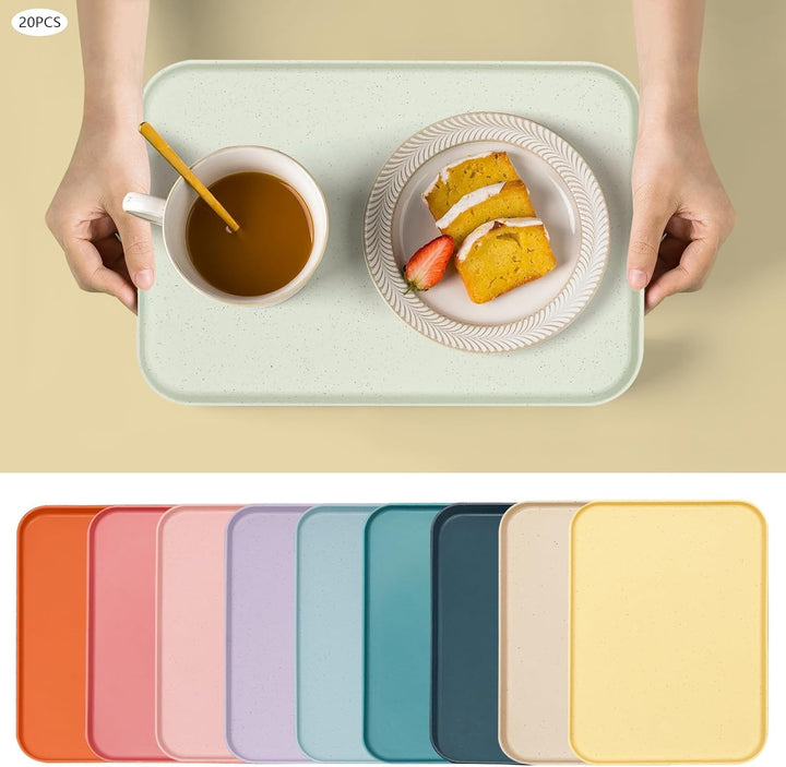 20 Stück Kunststoff-Tabletts für Fast-Food-Serviertabletts für Restaurants, Bunte Cafeteria-Tabletts