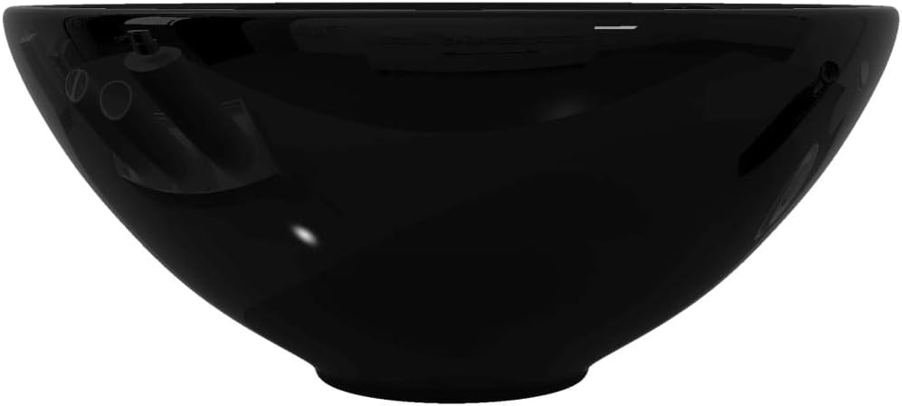 Keramik Waschbecken Rund 32,5x14 CM schwarz Aufsatzwaschbecken Eckig Waschbecken Gäste WC Badezimmer