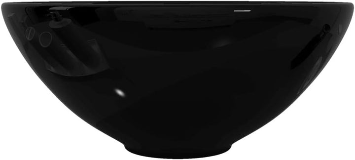 Keramik Waschbecken Rund 32,5x14 CM schwarz Aufsatzwaschbecken Eckig Waschbecken Gäste WC Badezimmer
