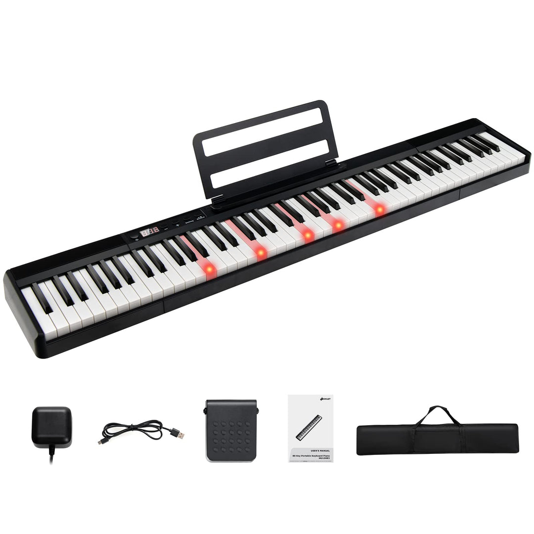 GOPLUS Digitalpiano mit 88 Tasten, Keyboard in voller Grösse, Tragbares E-Piano mit Tasche, Halteped