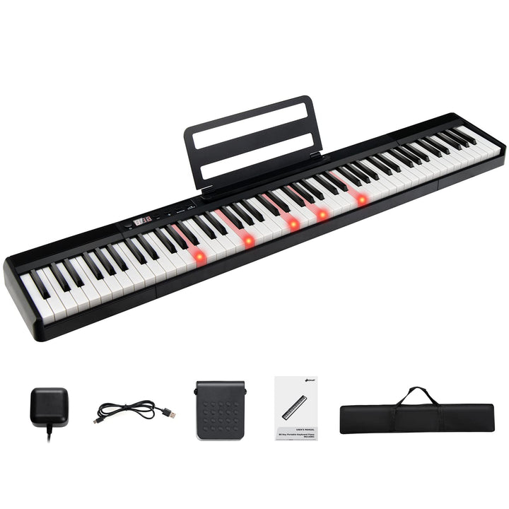 GOPLUS Digitalpiano mit 88 Tasten, Keyboard in voller Grösse, Tragbares E-Piano mit Tasche, Halteped