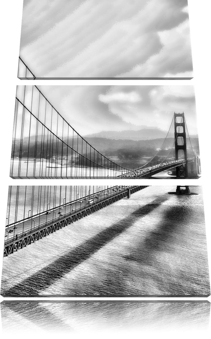Pixxprint Golden Gate Bridge, San Francisco / 3-Teilig/Gesamtmass 120cm Leinwandbild bespannt auf Ho