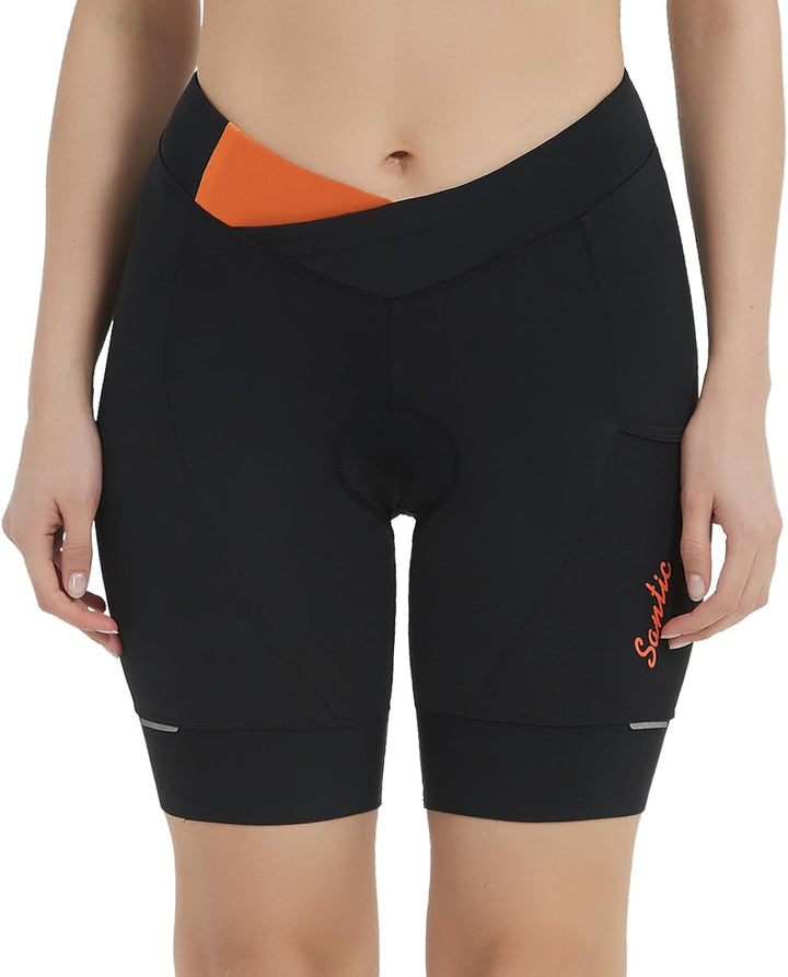 Santic Fahrradhose Damen Gepolstert Kurz Radlerhose Gepolstert Schnelltrockende mit Sitzpolster 3D b