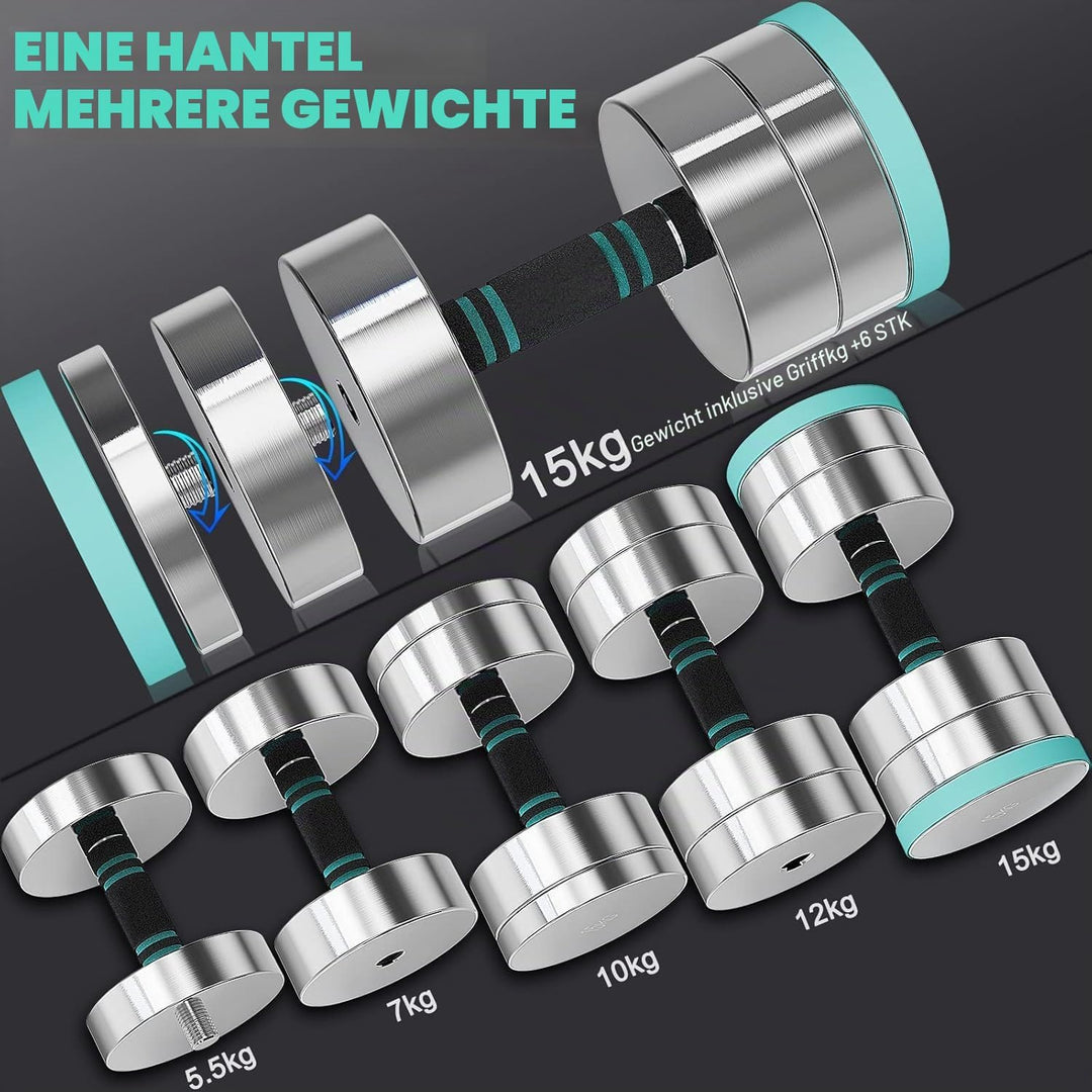 Dripex Hanteln Set, Hantel 2er Set oder Einzeln aus Stahl 2,5kg, 5kg, 7,5kg, 10kg, 15kg, 25kg, 30kg,