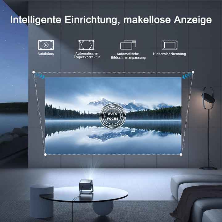 Smart Beamer 4k Heimkino [Netflix Ready & 30000L] VOPLLS Autofokus/Trapezkorrektur 3D Dolby Audi