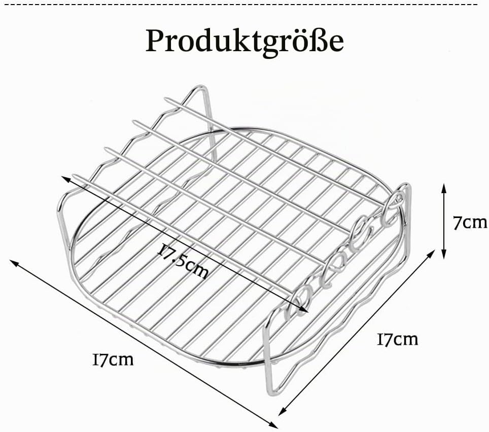 Heissluftfritteuse Zubehör, dellyy Airfryer Zubehör, Air Fryer Rack 17 cm, Rack Heissluftfritteuse,
