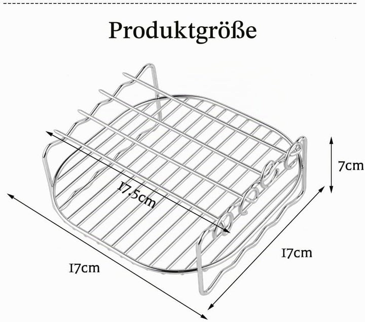 Heissluftfritteuse Zubehör, dellyy Airfryer Zubehör, Air Fryer Rack 17 cm, Rack Heissluftfritteuse,